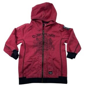 Quiksilver Vintage Y2K Grunge Graphic Full Zip Fleece Jacket Hoodie Youth 3T 00s